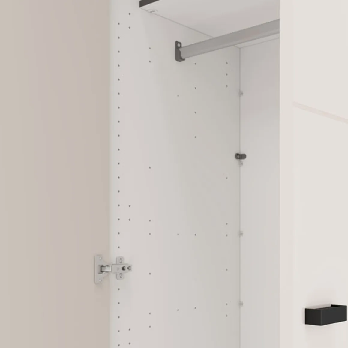 Guardaroba 3 Ante Bianco Crema Nero Appendiabiti 4 Ripiani 117x52 cm, 3 Ante - Ouarza