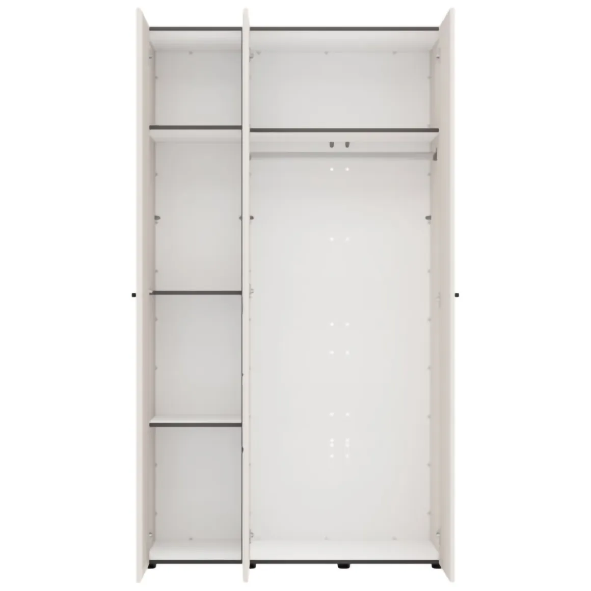 Guardaroba 3 Ante Bianco Crema Nero Appendiabiti 4 Ripiani 117x52 cm, 3 Ante - Ouarza