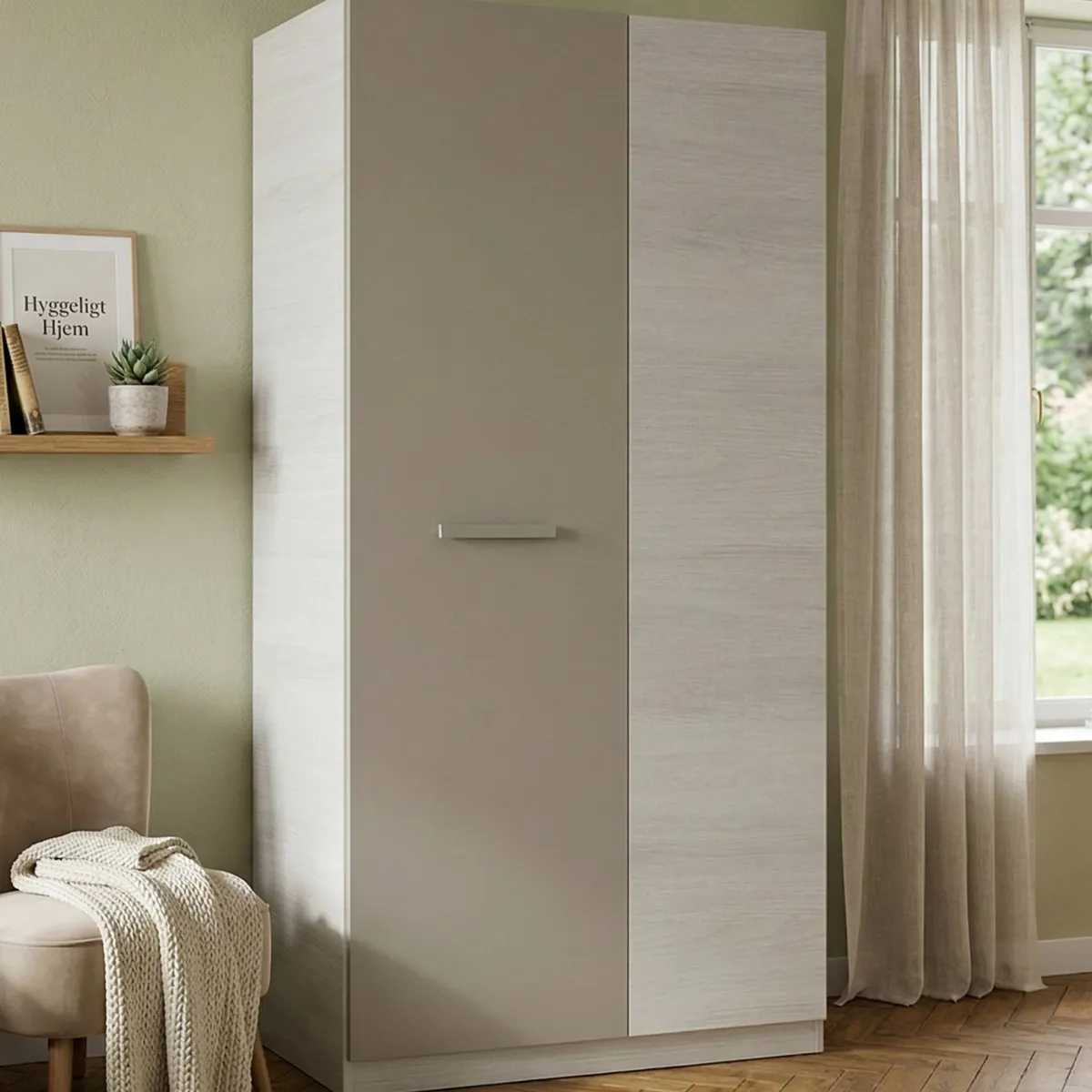 Guardaroba 2 Ante|Camera Da Letto > Dmora Guardaroba 2 ante bianco e marrone 90x200h cm - Alpine Marrone, Bianco