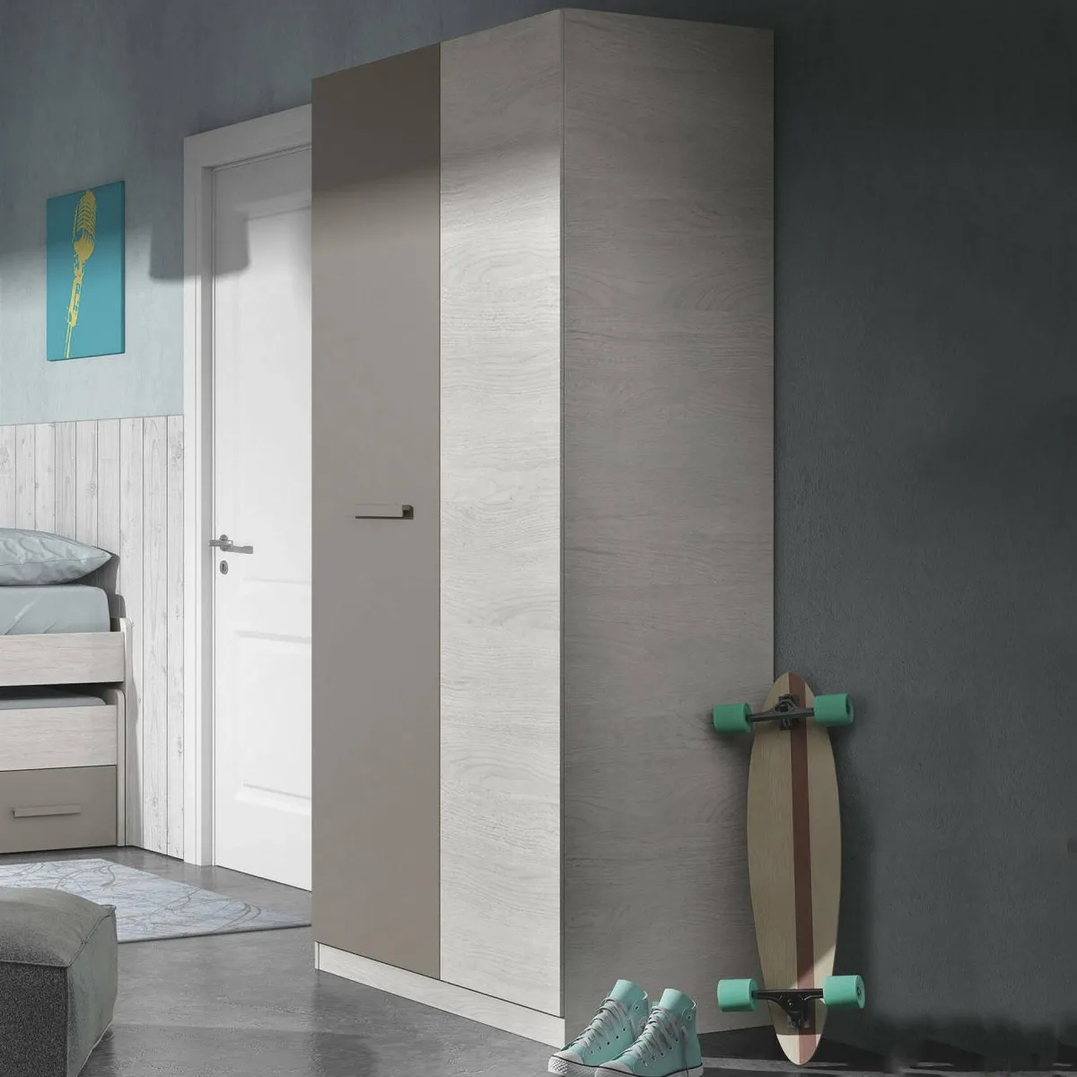 Guardaroba 2 Ante|Camera Da Letto > Dmora Guardaroba 2 ante bianco e marrone 90x200h cm - Alpine Marrone, Bianco