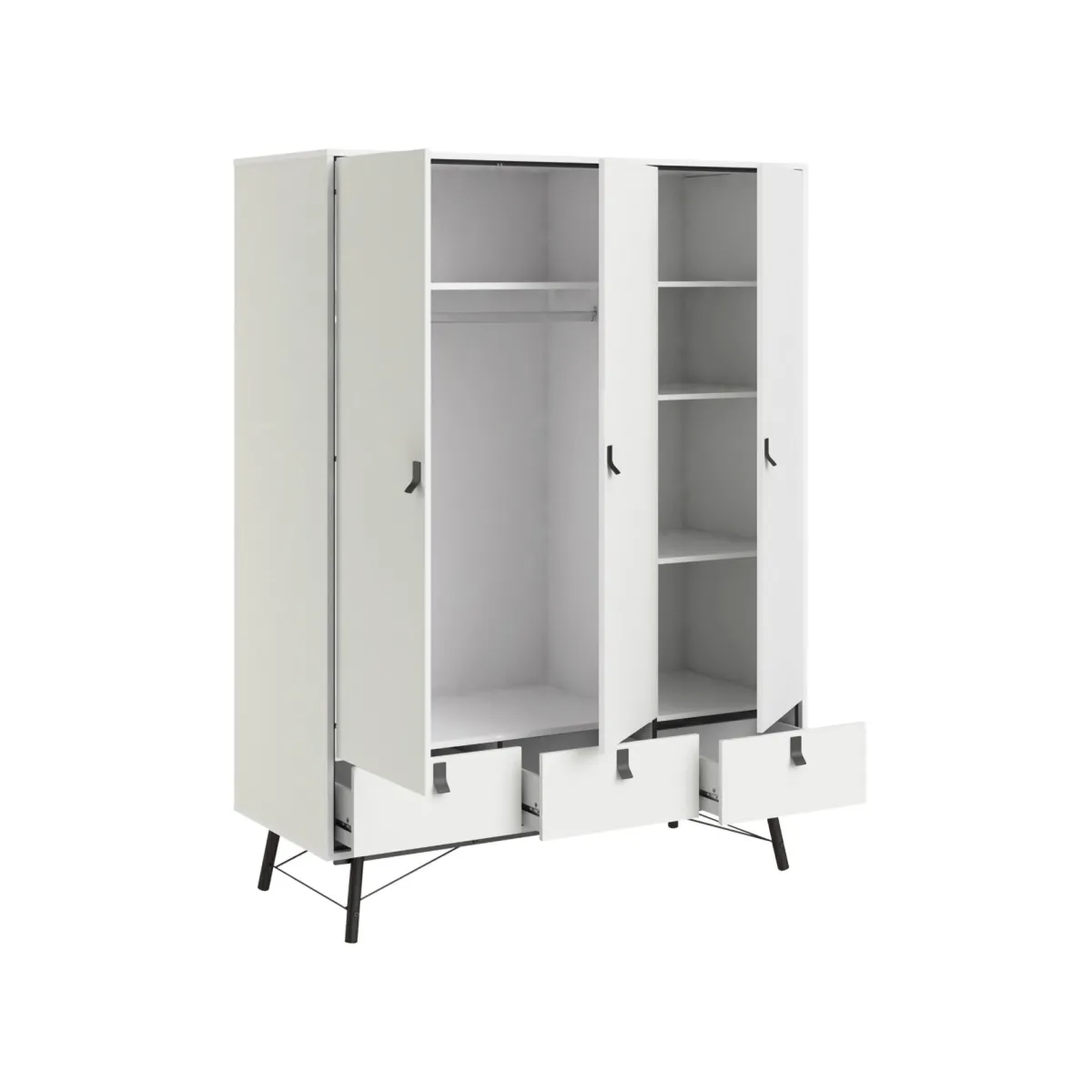 Guardaroba 3 Ante > Dmora Guardaroba 3 ante bianco e nero 150x200h cm - Virgil Nero, Bianco