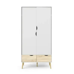 Guardaroba 2 Ante > Dmora Guardaroba 2 ante bianco e quercia 98x200h cm - Archilllo Marrone, Bianco Quercia