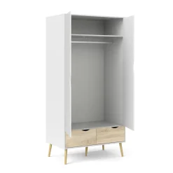 Guardaroba 2 Ante > Dmora Guardaroba 2 ante bianco e quercia 98x200h cm - Archilllo Marrone, Bianco Quercia