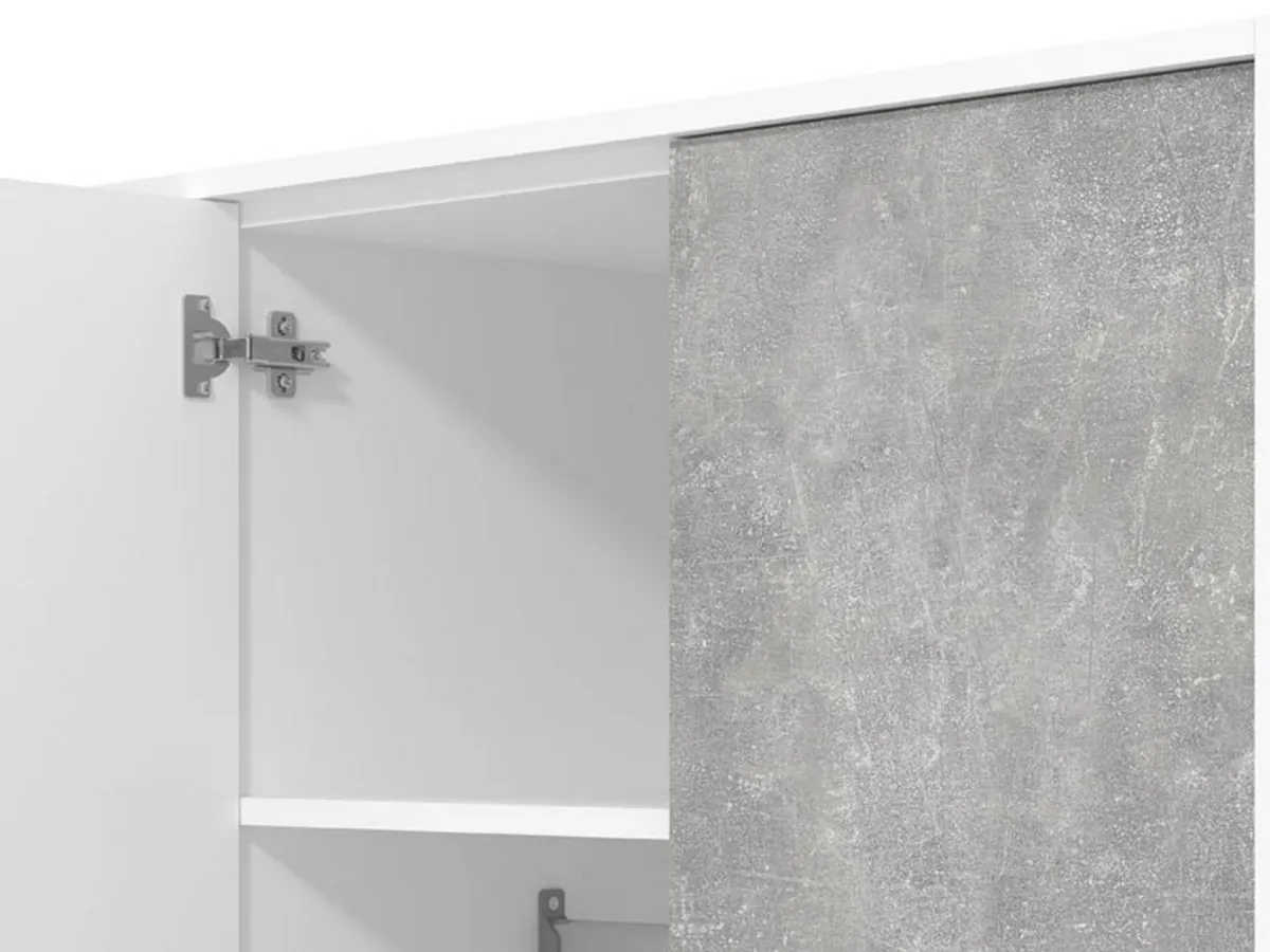 Guardaroba 3 Ante > Dmora Guardaroba 3 Ante Bianco Grigio Cemento Appendiabiti 5 Ripiani 119x53 cm, 3 Ante - Lavagno Grigio, Bianco Cemento