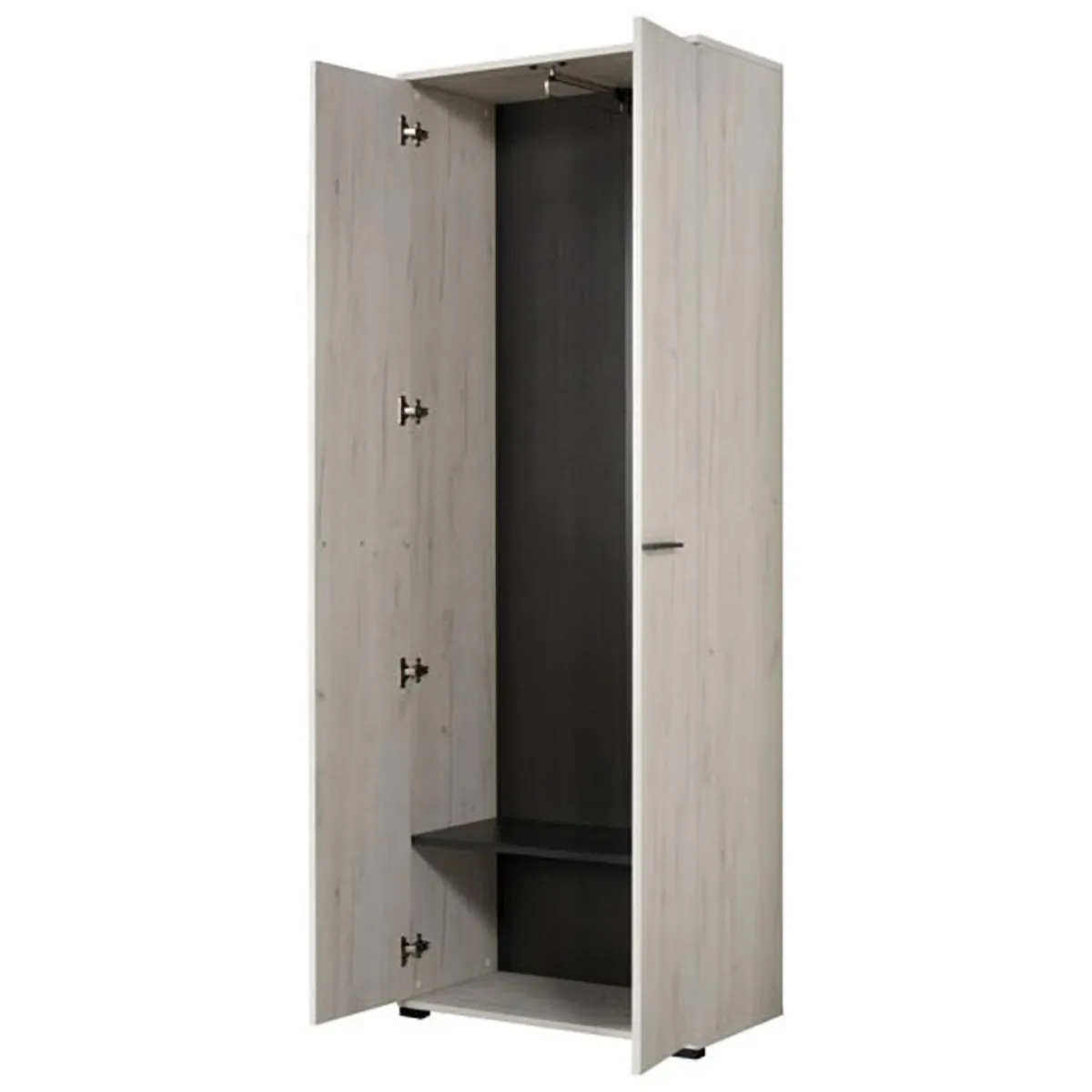 Guardaroba 2 Ante > Dmora Guardaroba 2 Ante Bianco Larice Marrone Noce un Ripiano Appendiabiti 67.5x195h cm, Apertura Battente - Pinasca Marrone Noce, Bianco Larice