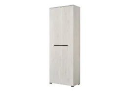 Guardaroba 2 Ante > Dmora Guardaroba 2 Ante Bianco Larice Marrone Noce un Ripiano Appendiabiti 67.5x195h cm, Apertura Battente - Pinasca Marrone Noce, Bianco Larice