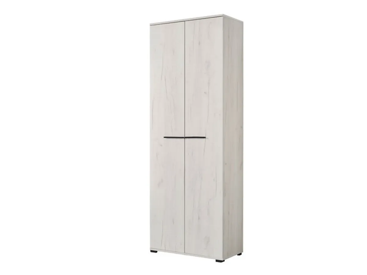 Guardaroba 2 Ante > Dmora Guardaroba 2 Ante Bianco Larice Marrone Noce un Ripiano Appendiabiti 67.5x195h cm, Apertura Battente - Pinasca Marrone Noce, Bianco Larice