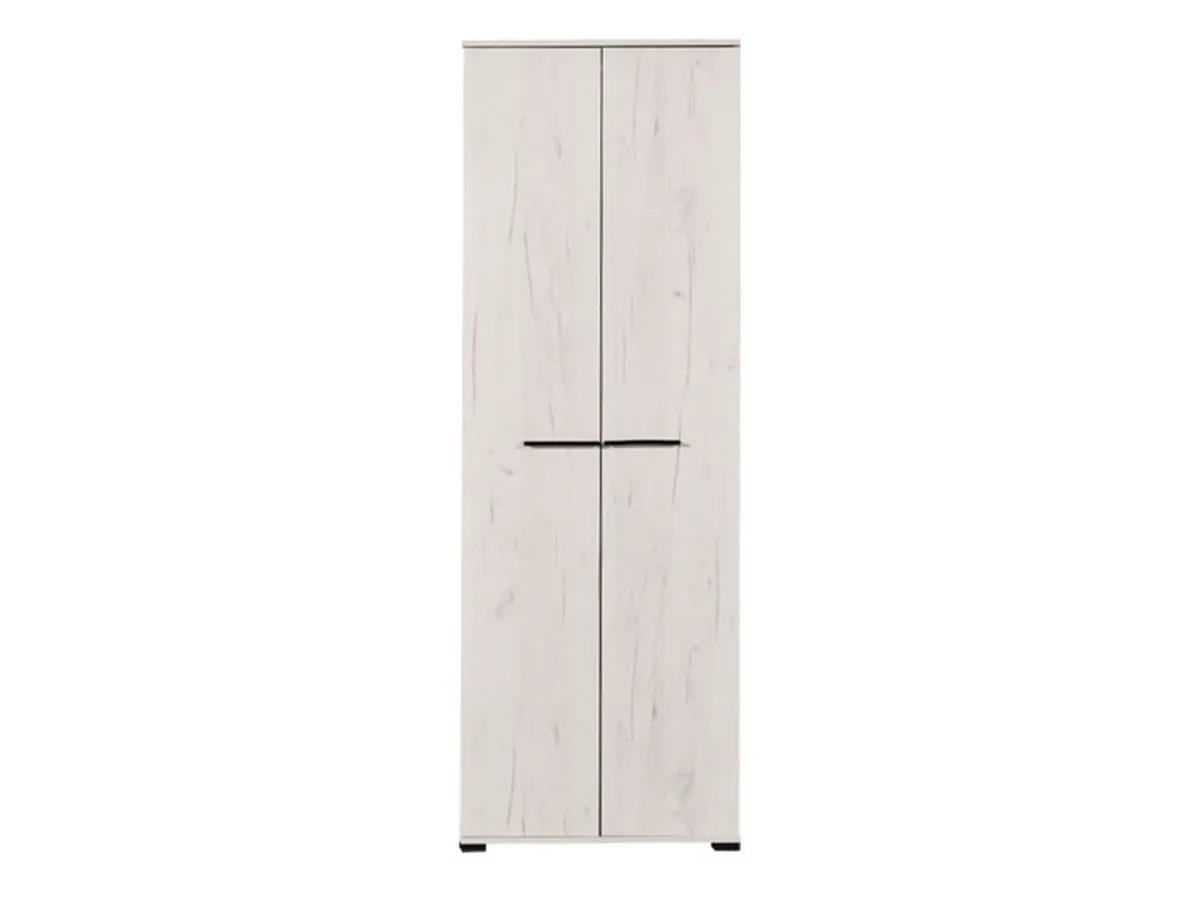 Guardaroba 2 Ante > Dmora Guardaroba 2 Ante Bianco Larice Marrone Noce un Ripiano Appendiabiti 67.5x195h cm, Apertura Battente - Pinasca Marrone Noce, Bianco Larice