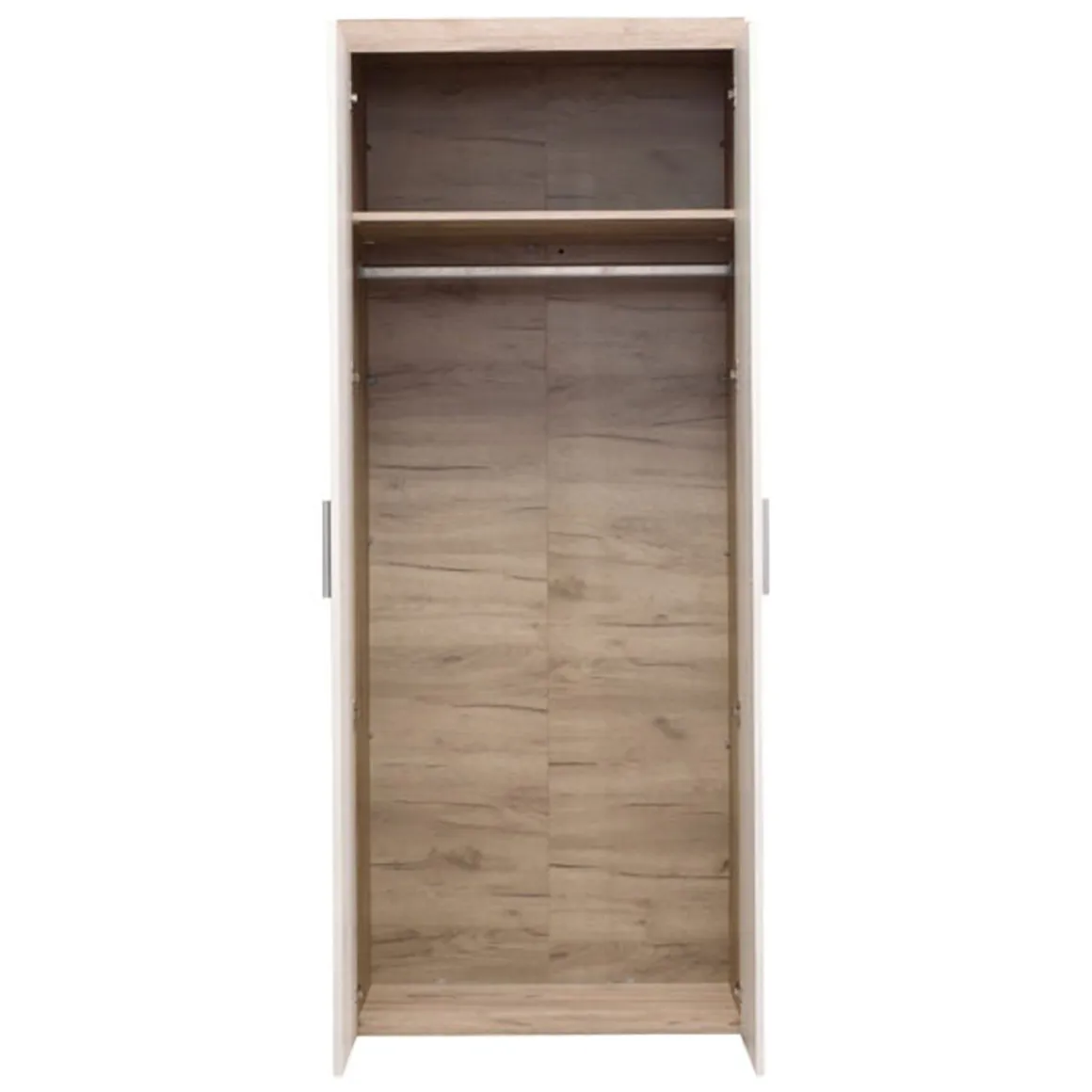 Guardaroba 2 Ante Bianco Larice Marrone Rovere Appendiabiti Cassetti 80x202h cm, un Ripiano - Egna