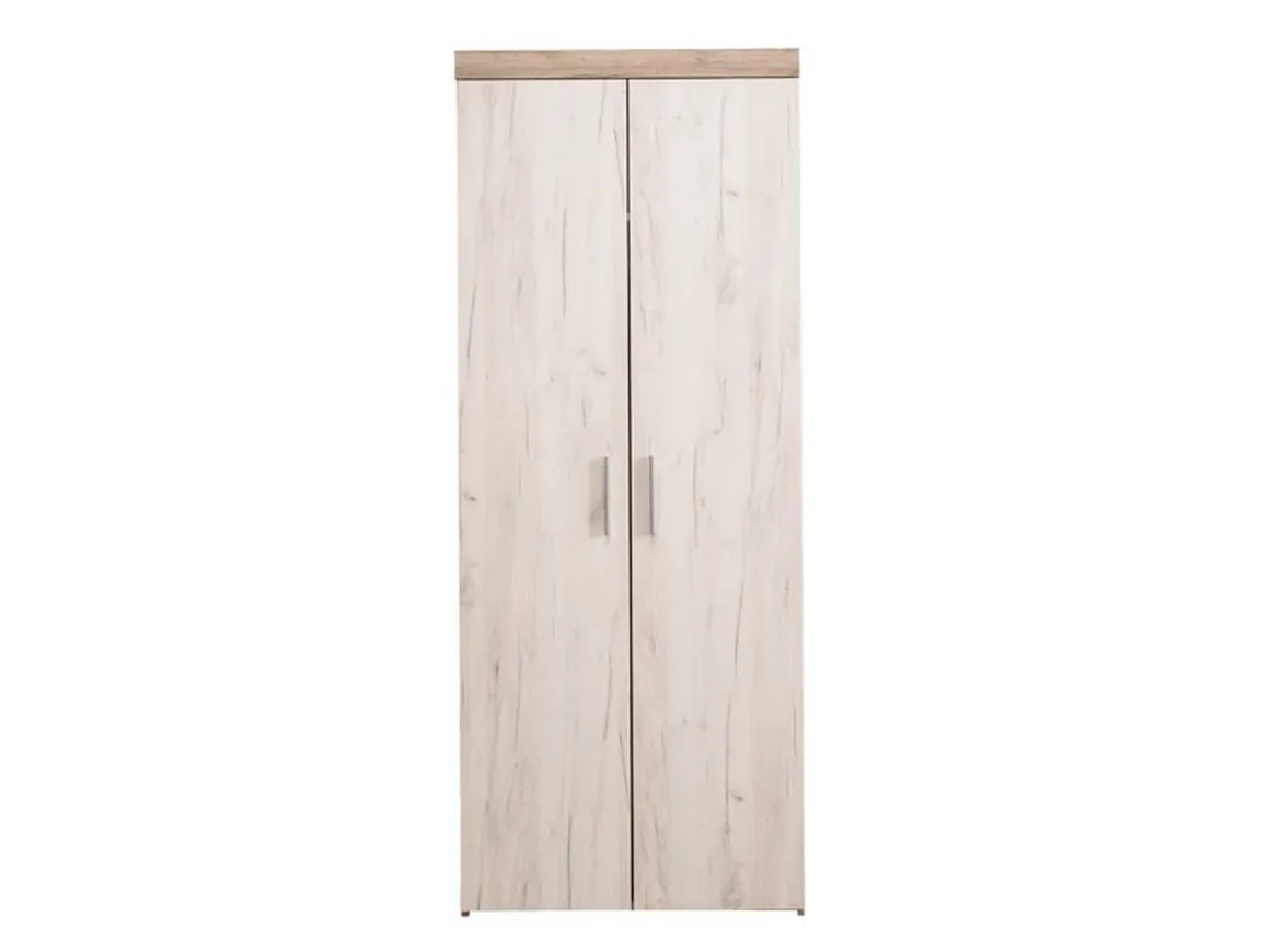 Guardaroba 2 Ante Bianco Larice Marrone Rovere Appendiabiti Cassetti 80x202h cm, un Ripiano - Egna