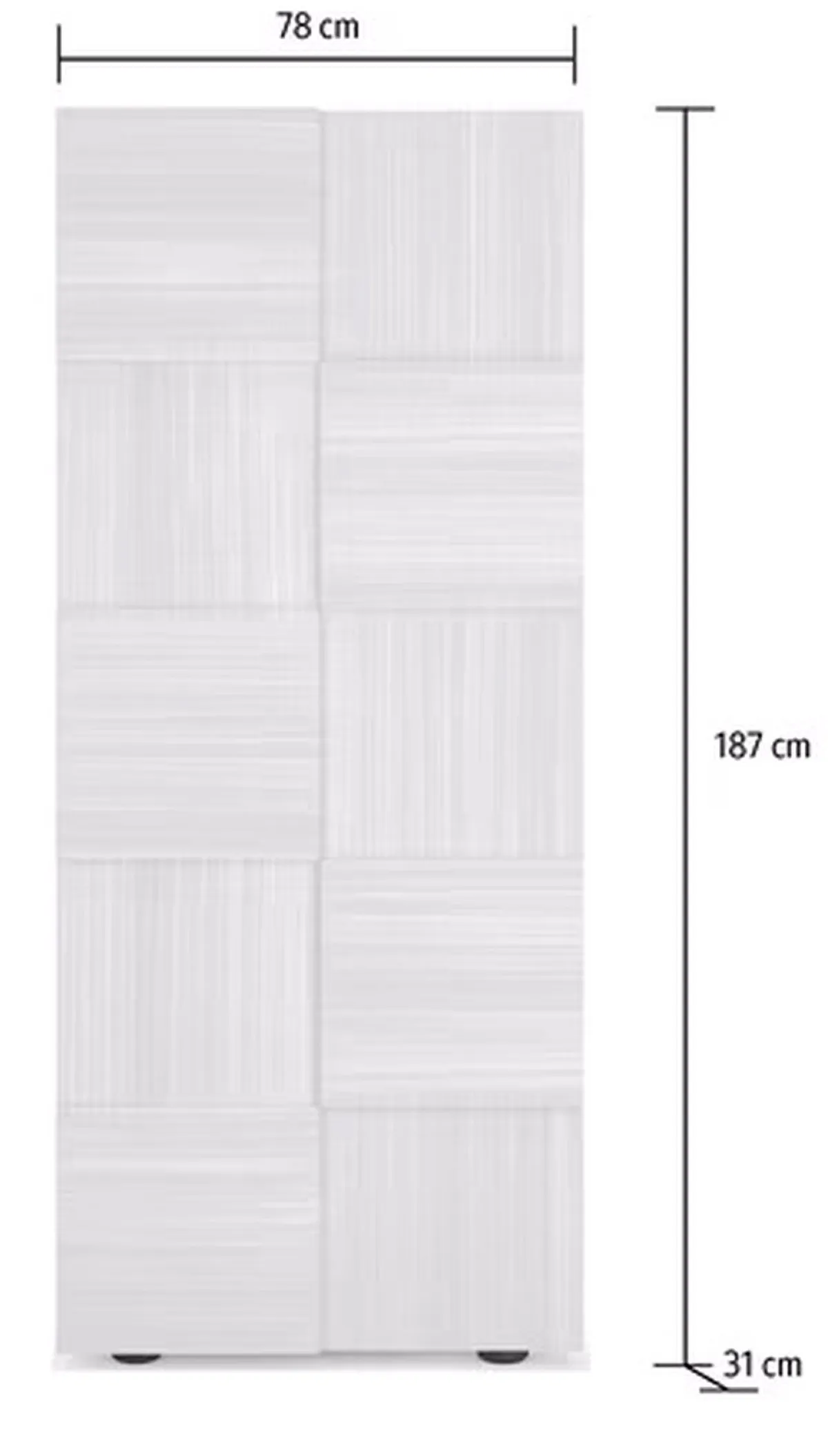 Guardaroba 2 Ante > Dmora Guardaroba 2 Ante 2 Ripiani Appendiabiti 78x186.5h cm, Apertura Standard - Comerio Bianco Lucido