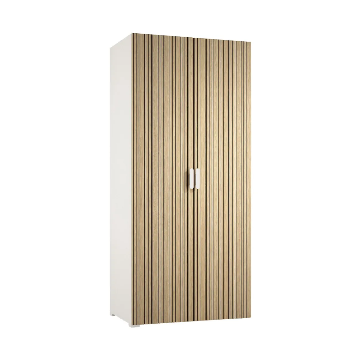 Guardaroba 2 Ante Bianco Marrone Rovere 2 Ripiani Appendiabiti 80x180h cm, Apertura Battente - Susella