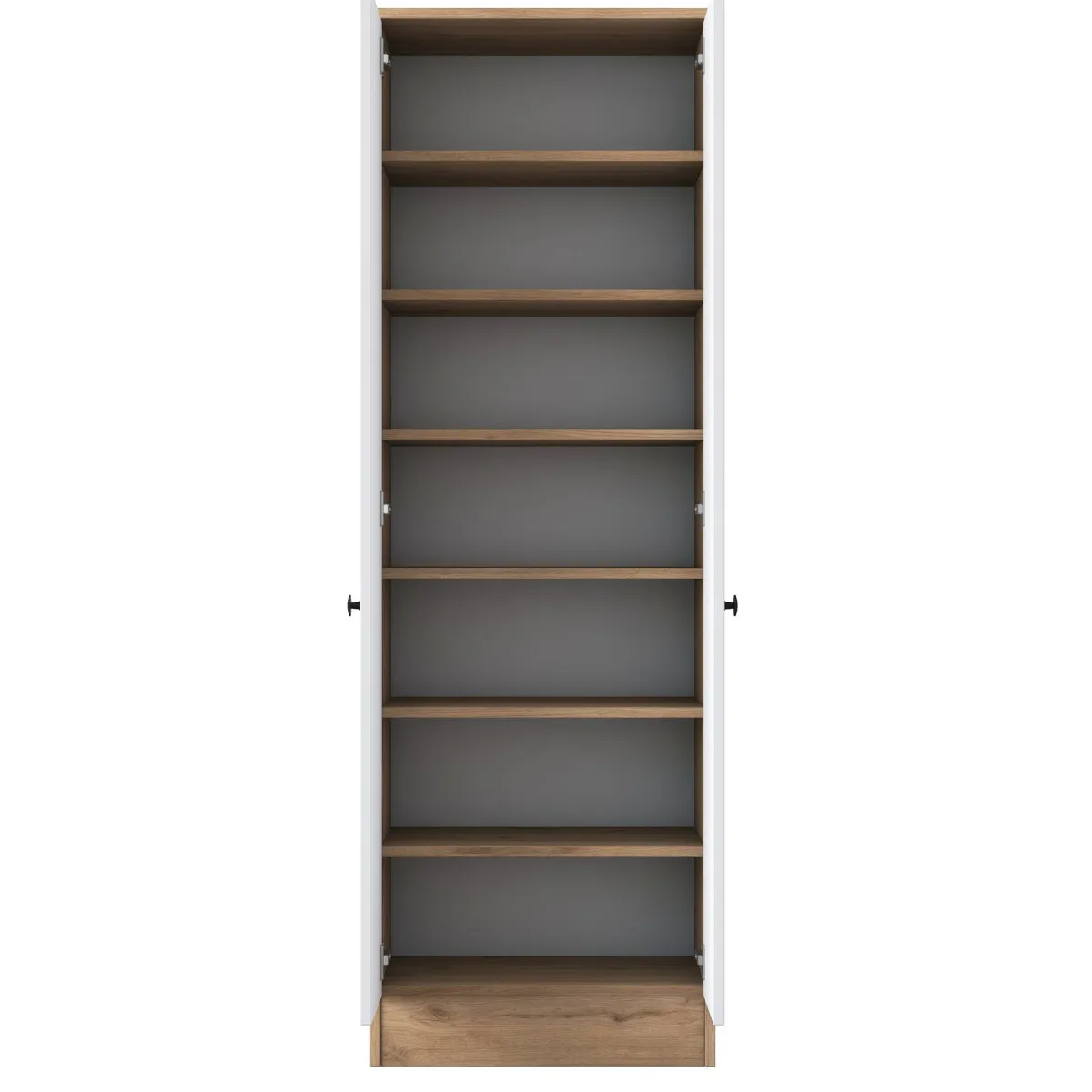 Guardaroba 2 Ante > Dmora Guardaroba 2 Ante Bianco Marrone Rovere 6 Ripiani Appendiabiti 60x183h cm, Apertura Battente - Modenese Marrone, Bianco Rovere