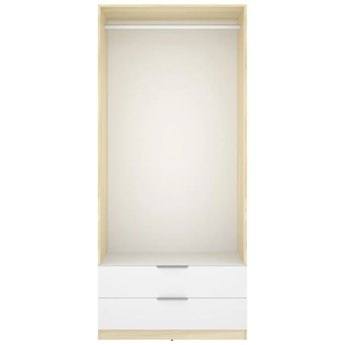 Guardaroba 2 Ante > Dmora Guardaroba 2 Ante Bianco Marrone Rovere Appendiabiti Cassetti 51x204h cm, un Ripiano - Tulot Marrone Rovere, Bianco