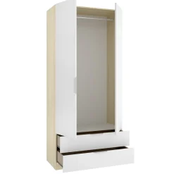 Guardaroba 2 Ante > Dmora Guardaroba 2 Ante Bianco Marrone Rovere Appendiabiti Cassetti 51x204h cm, un Ripiano - Tulot Marrone Rovere, Bianco
