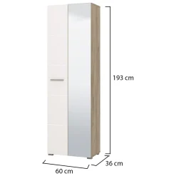 Guardaroba 2 Ante > Dmora Guardaroba 2 Ante Bianco Marrone Rovere Nodi Appendiabiti un Ripiano 80.5x203.5h cm, 2 Ante - Santadi Marrone, Bianco Rovere Nodi