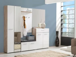 Guardaroba 2 Ante > Dmora Guardaroba 2 Ante Bianco Marrone Rovere Nodi Appendiabiti un Ripiano 80.5x203.5h cm, 2 Ante - Santadi Marrone, Bianco Rovere Nodi