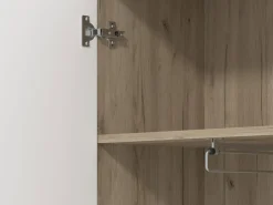 Guardaroba 2 Ante > Dmora Guardaroba 2 Ante Bianco Marrone Rovere Nodi Appendiabiti un Ripiano 80.5x203.5h cm, 2 Ante - Santadi Marrone, Bianco Rovere Nodi