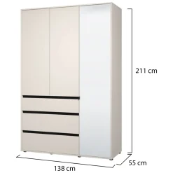 Guardaroba 3 Ante > Dmora Guardaroba 3 Ante Bianco Nero 4 Ripiani 3 Cassetti 138x55 cm, Appendiabiti - Ilbonoo Nero, Bianco