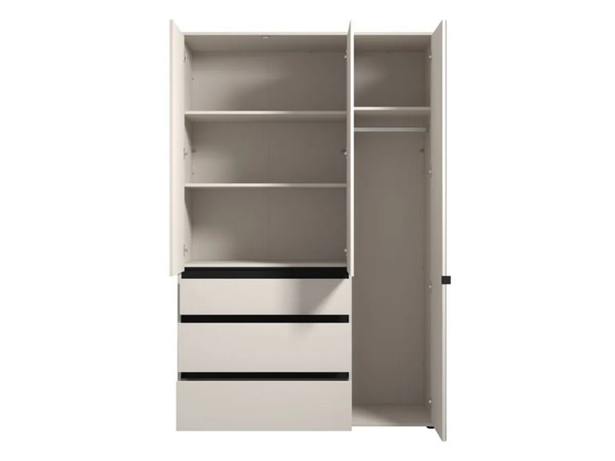 Guardaroba 3 Ante > Dmora Guardaroba 3 Ante Bianco Nero 4 Ripiani 3 Cassetti 138x55 cm, Appendiabiti - Ilbonoo Nero, Bianco