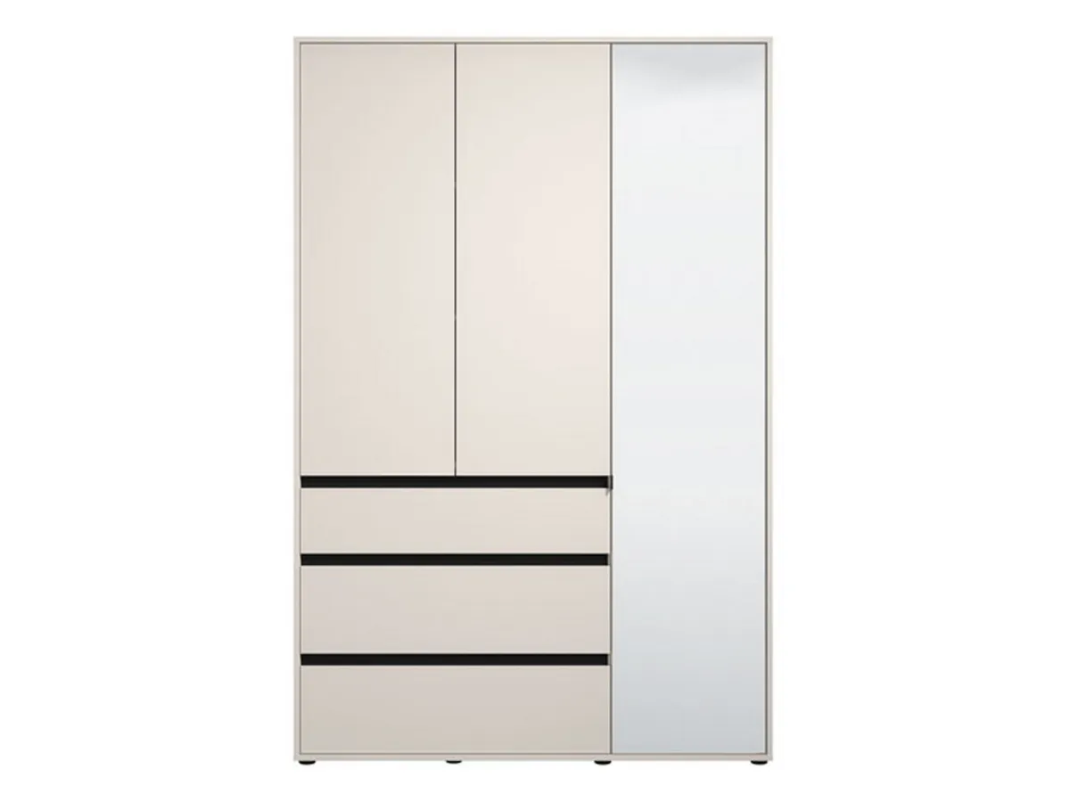 Guardaroba 3 Ante > Dmora Guardaroba 3 Ante Bianco Nero 4 Ripiani 3 Cassetti 138x55 cm, Appendiabiti - Ilbonoo Nero, Bianco