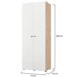 Guardaroba 2 Ante > Dmora Guardaroba 2 Ante Bianco Opaco Nero 2 Ripiani Appendiabiti 195x205h cm, Apertura Scorrevole - Asilah Nero, Bianco Opaco