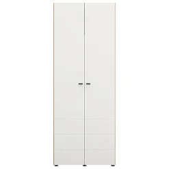 Guardaroba 2 Ante > Dmora Guardaroba 2 Ante Bianco Opaco Nero 2 Ripiani Appendiabiti 195x205h cm, Apertura Scorrevole - Asilah Nero, Bianco Opaco