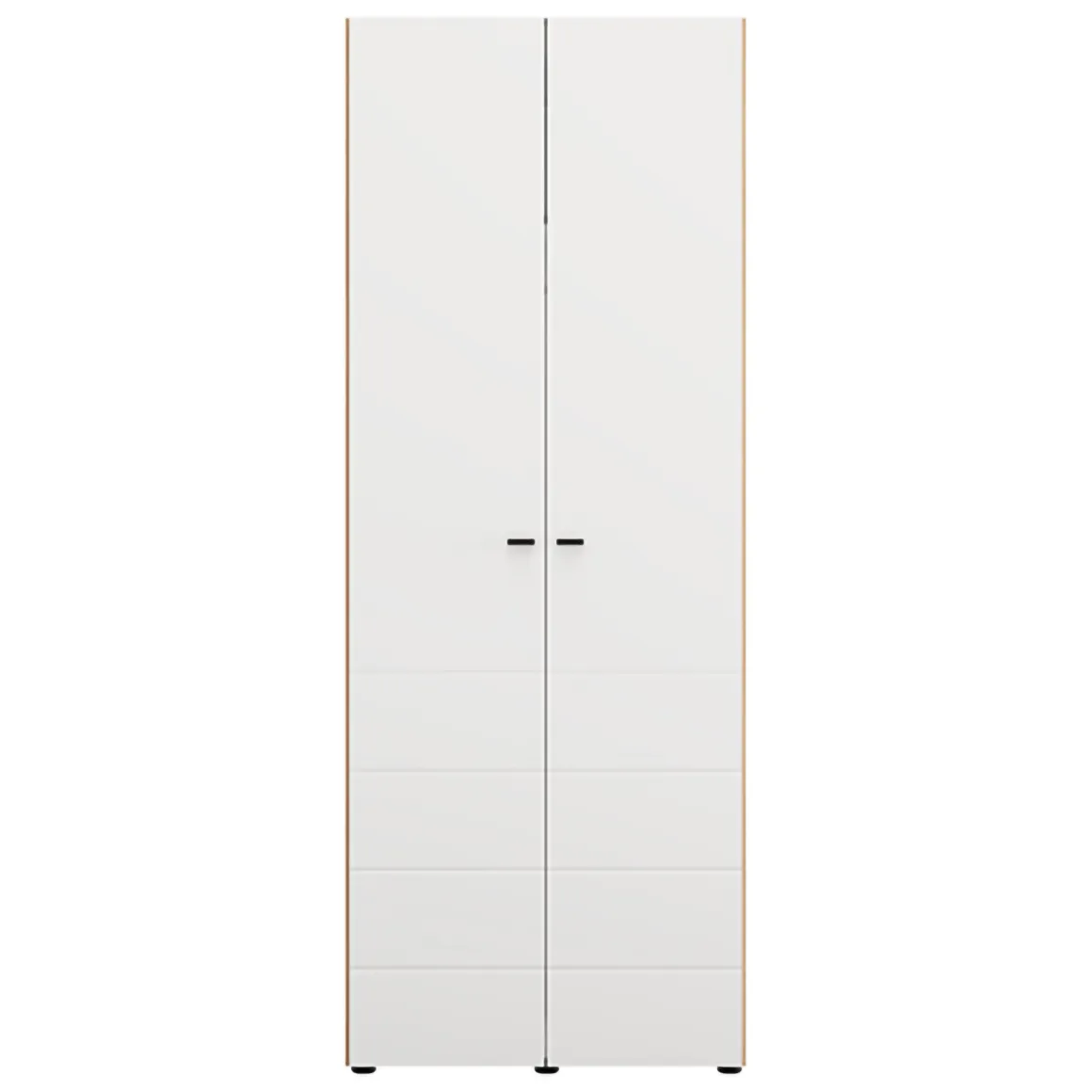 Guardaroba 2 Ante > Dmora Guardaroba 2 Ante Bianco Opaco Nero 2 Ripiani Appendiabiti 195x205h cm, Apertura Scorrevole - Asilah Nero, Bianco Opaco