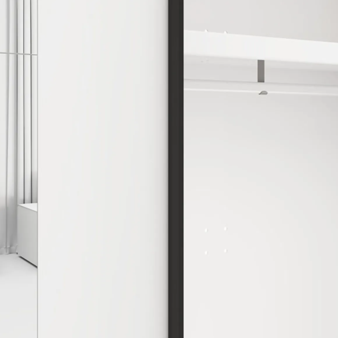Guardaroba 2 Ante Bianco Opaco Nero 2 Ripiani Appendiabiti 220x205h cm, Apertura Scorrevole - Lalibe