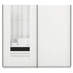 Guardaroba 2 Ante Bianco Opaco Nero 2 Ripiani Appendiabiti 220x205h cm, Apertura Scorrevole - Lalibe