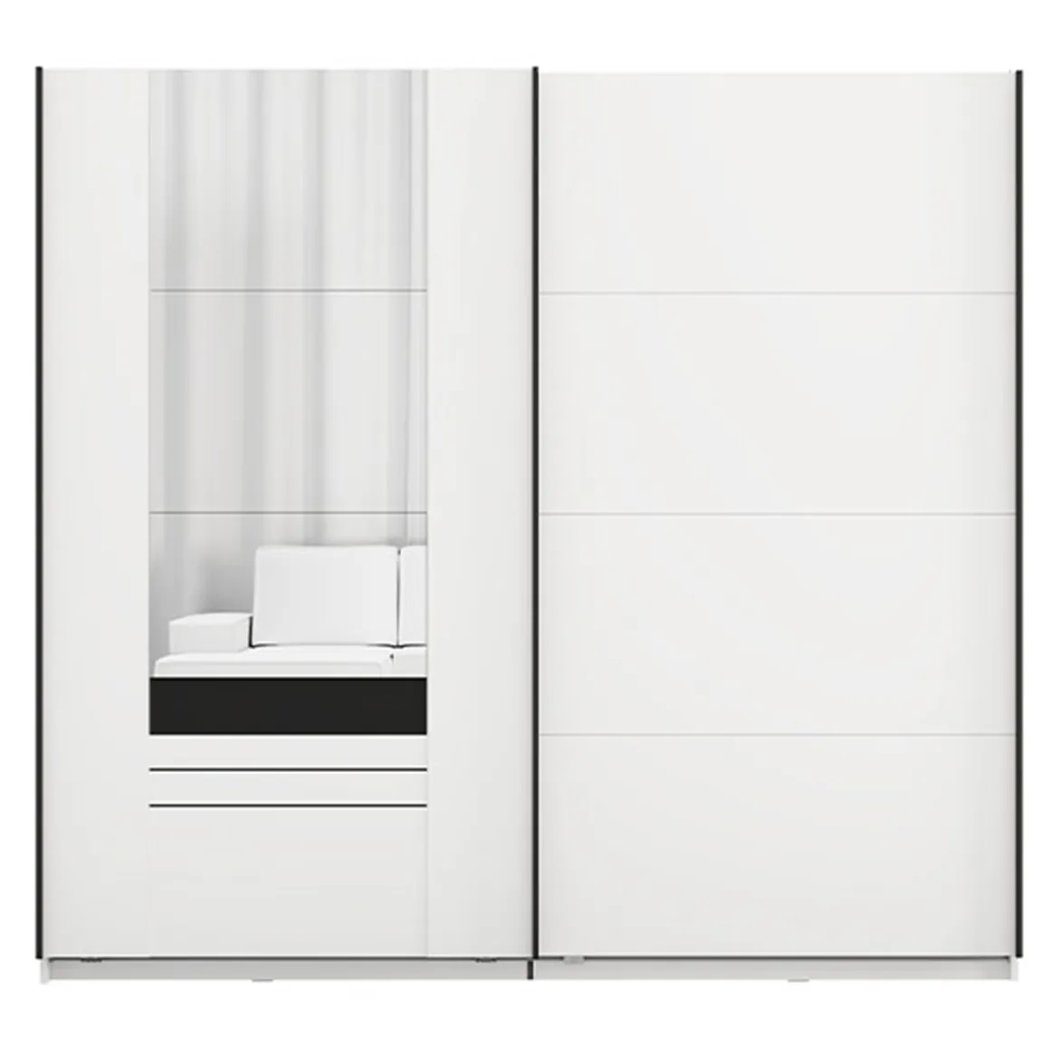 Guardaroba 2 Ante Bianco Opaco Nero 2 Ripiani Appendiabiti 220x205h cm, Apertura Scorrevole - Lalibe
