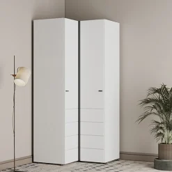 Guardaroba 2 Ante > Dmora Guardaroba 2 Ante Bianco Opaco Nero Appendiabiti un Ripiano 79x208h cm, 2 Ante - Pomar Nero, Bianco Opaco
