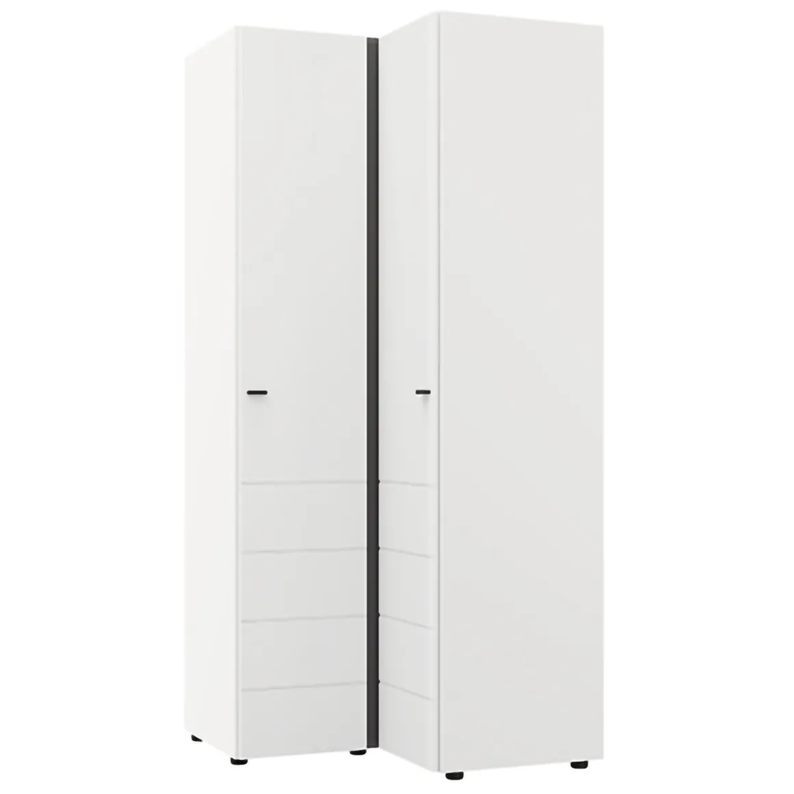 Guardaroba 2 Ante Bianco Opaco Nero 4 Ripiani Appendiabiti 95x208h cm, Apertura Battente - Tavole