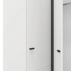 Guardaroba 2 Ante Bianco Opaco Nero 4 Ripiani Appendiabiti 95x208h cm, Apertura Battente - Tavole