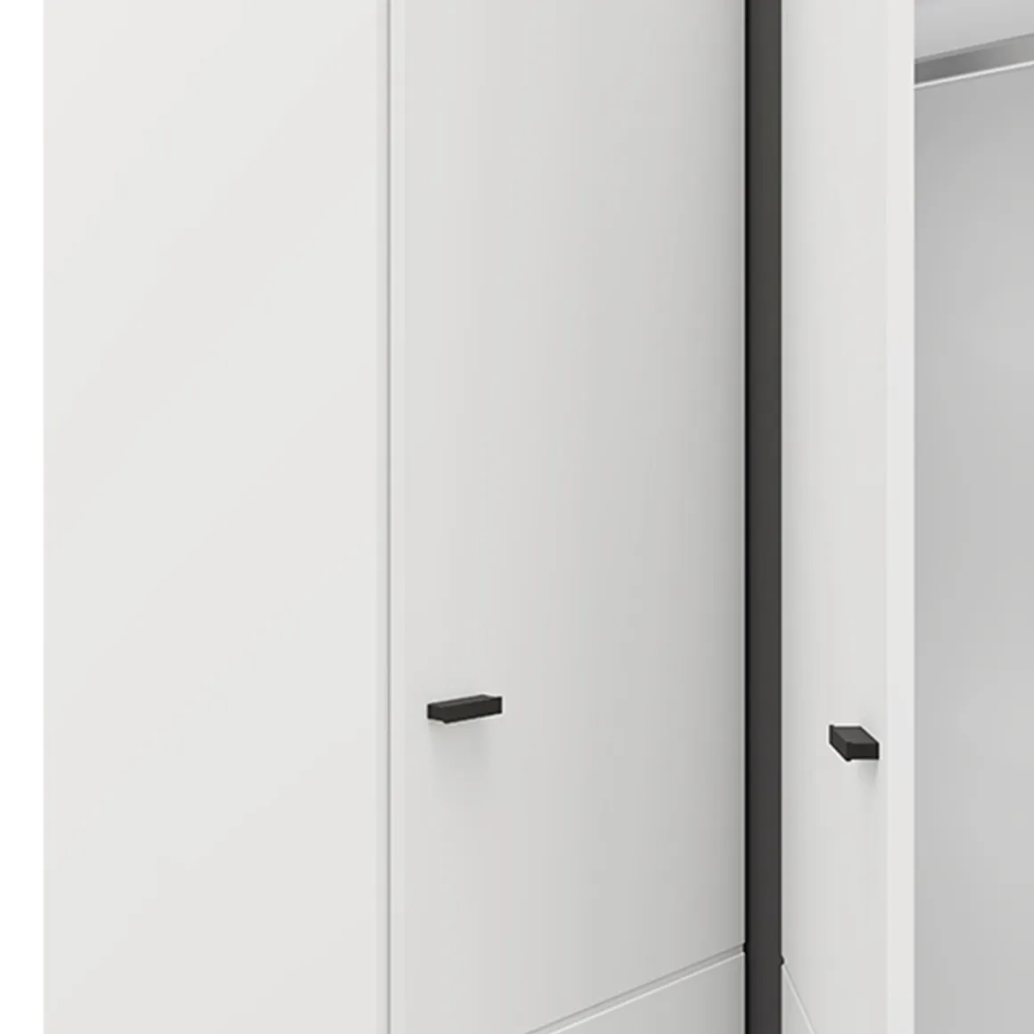 Guardaroba 2 Ante Bianco Opaco Nero 4 Ripiani Appendiabiti 95x208h cm, Apertura Battente - Tavole