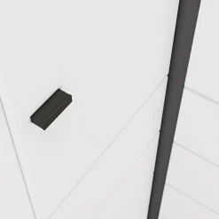 Guardaroba 2 Ante Bianco Opaco Nero 4 Ripiani Appendiabiti 95x208h cm, Apertura Battente - Tavole