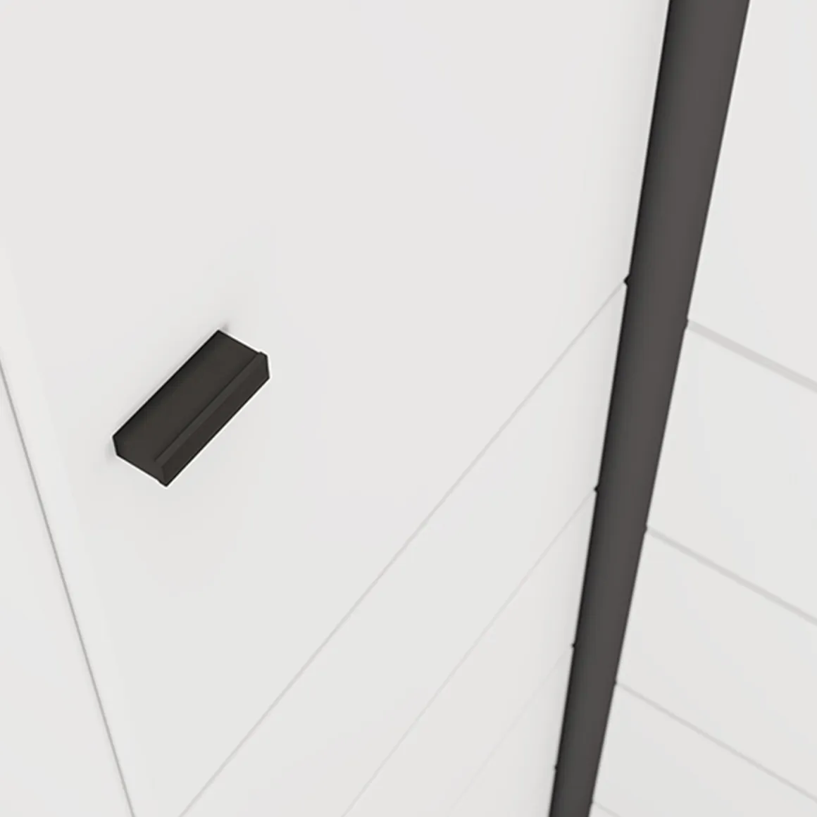 Guardaroba 2 Ante Bianco Opaco Nero 4 Ripiani Appendiabiti 95x208h cm, Apertura Battente - Tavole