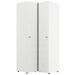 Guardaroba 2 Ante Bianco Opaco Nero 4 Ripiani Appendiabiti 95x208h cm, Apertura Battente - Tavole