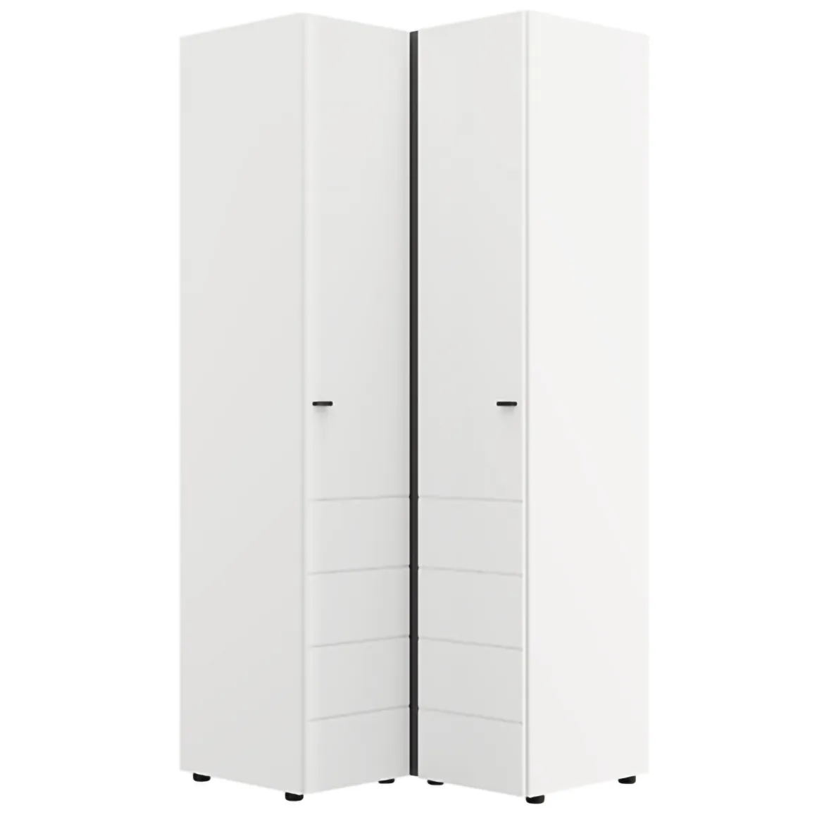 Guardaroba 2 Ante Bianco Opaco Nero 4 Ripiani Appendiabiti 95x208h cm, Apertura Battente - Tavole