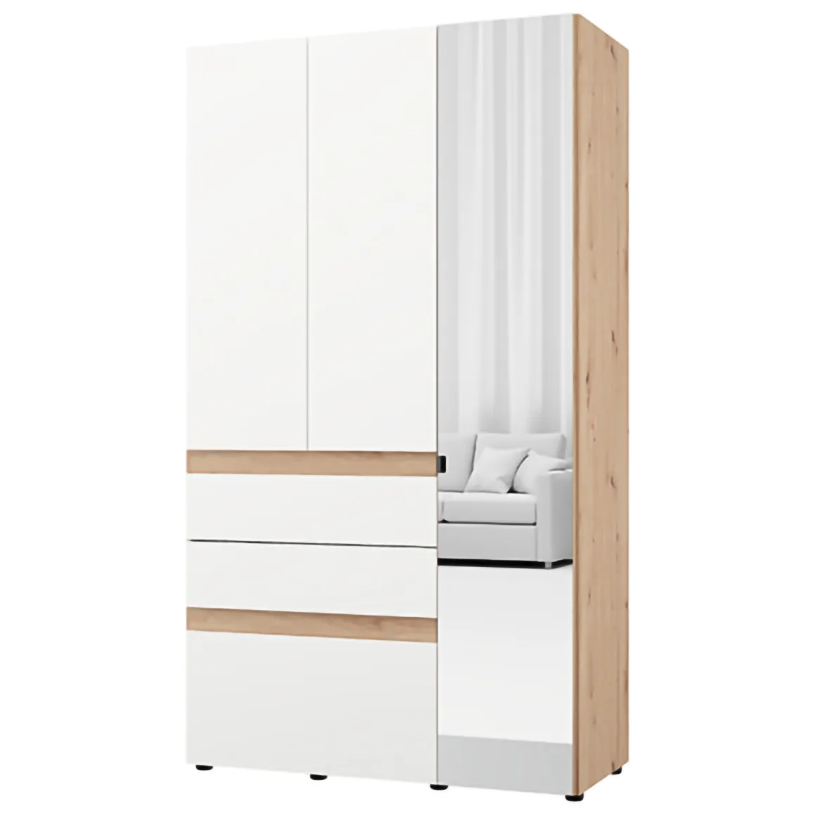 Guardaroba 3 Ante > Dmora Guardaroba 3 Ante Bianco Opaco Marrone Rovere Nodi Appendiabiti 4 Ripiani 117x52 cm, 3 Ante - Ronco Marrone Rovere nodi, Bianco Opaco