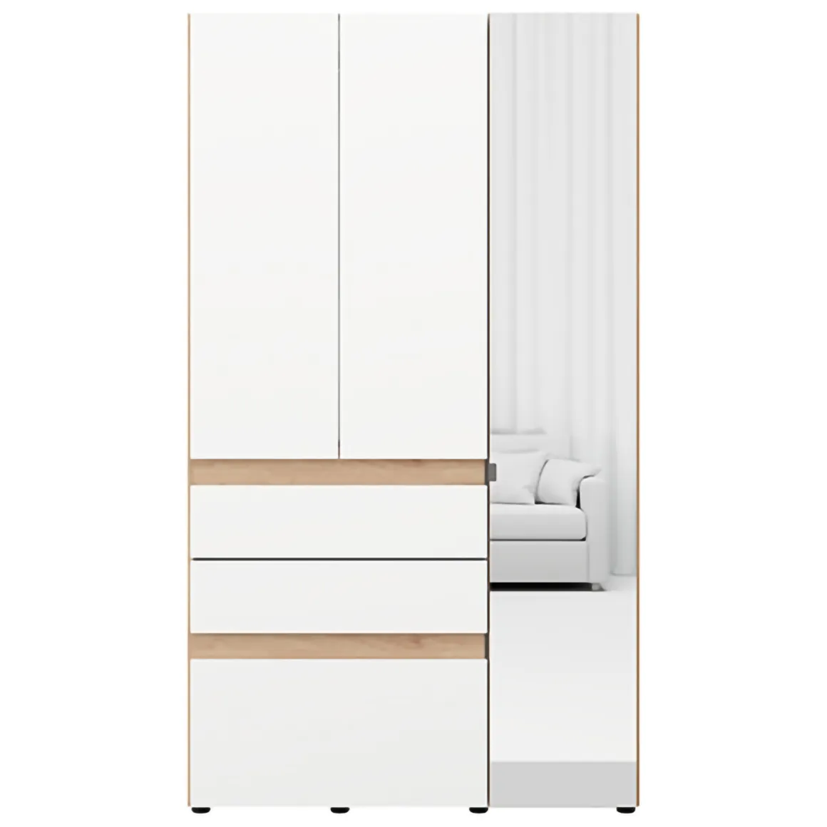 Guardaroba 3 Ante > Dmora Guardaroba 3 Ante Bianco Opaco Marrone Rovere Nodi Appendiabiti 4 Ripiani 117x52 cm, 3 Ante - Ronco Marrone Rovere nodi, Bianco Opaco