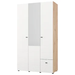 Guardaroba 3 Ante > Dmora Guardaroba 3 Ante Bianco Opaco Nero Appendiabiti 4 Ripiani 117x52 cm, 3 Ante - Ouarza Nero, Bianco Opaco