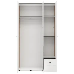 Guardaroba 3 Ante > Dmora Guardaroba 3 Ante Bianco Opaco Nero Appendiabiti 4 Ripiani 117x52 cm, 3 Ante - Ouarza Nero, Bianco Opaco