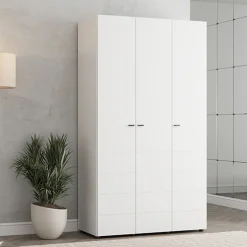 Guardaroba 3 Ante > Dmora Guardaroba 3 Ante Bianco Opaco Nero Appendiabiti un Cassetto 117x52 cm, 4 Ripiani - Serram Nero, Bianco Opaco