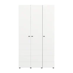 Guardaroba 3 Ante Bianco Opaco Nero Appendiabiti 4 Ripiani 117x52 cm, 3 Ante - Ronco