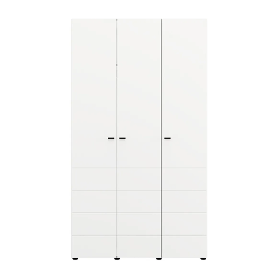 Guardaroba 3 Ante Bianco Opaco Nero Appendiabiti 4 Ripiani 117x52 cm, 3 Ante - Ronco