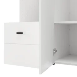 Guardaroba 3 Ante Bianco Opaco Nero Appendiabiti un Cassetto 117x52 cm, 5 Ripiani - Patzcu