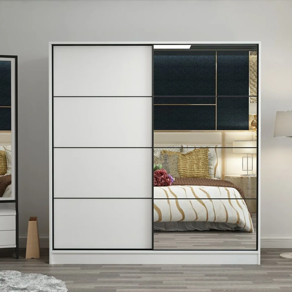 Guardaroba 2 Ante Bianco 5 Ripiani Appendiabiti 180x190h cm, 2 Ante - Torello