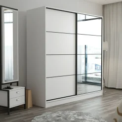 Guardaroba 2 Ante Bianco 5 Ripiani Appendiabiti 180x190h cm, 2 Ante - Torello