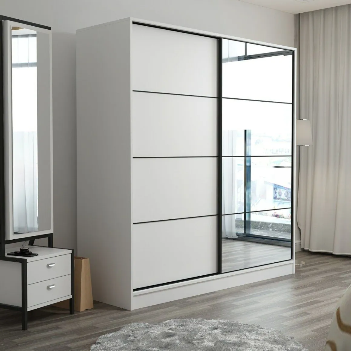 Guardaroba 2 Ante Bianco 5 Ripiani Appendiabiti 180x190h cm, 2 Ante - Torello